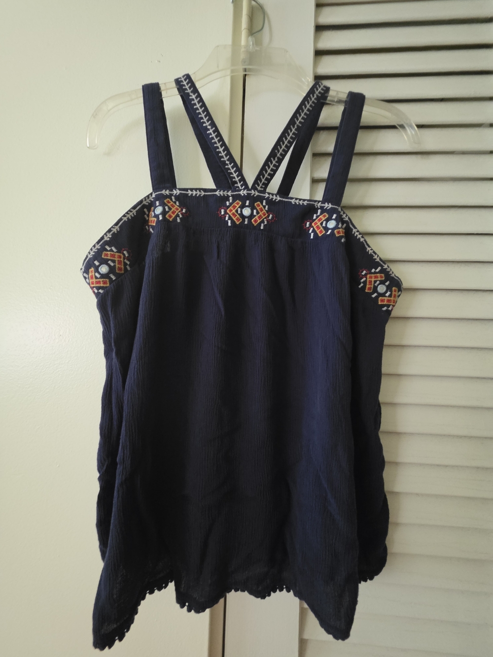 Xhilaration Navy Embroidered Camisole